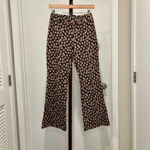 Maeve By Anthropologie - The Sabine Pull On Flare Pant Retro Floral Sz S - Black